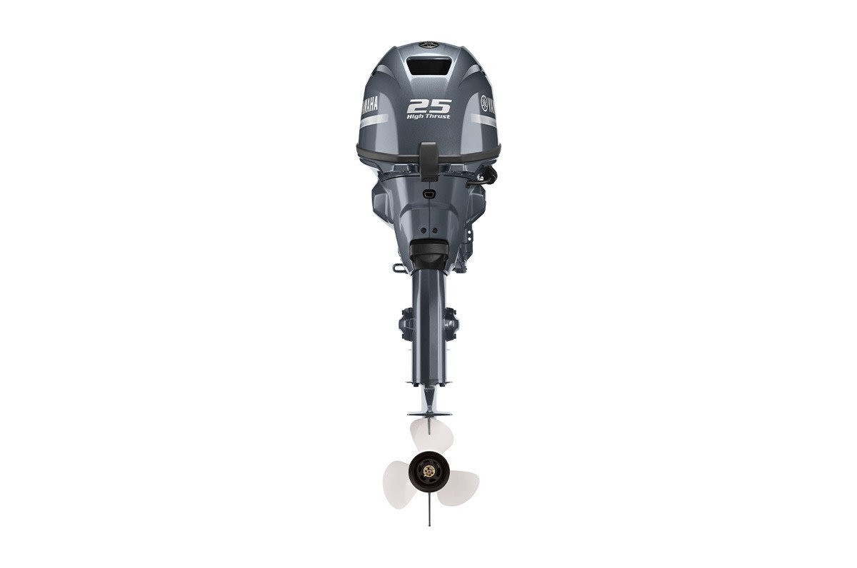 Yamaha 25hp Portable Outboard Motor 20″ Shaft Standard Rotation Grey F25LWTC view 2