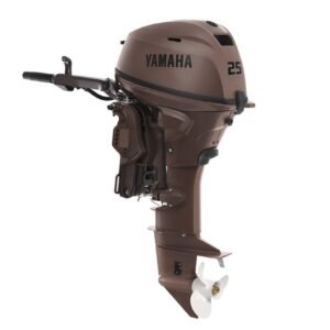 Yamaha 25HP 4-Stroke Outboard Motor | Tiller Steering | Electric + Manual Start | Manual | 15" Short | Matte Brown | Model F25SWHC3