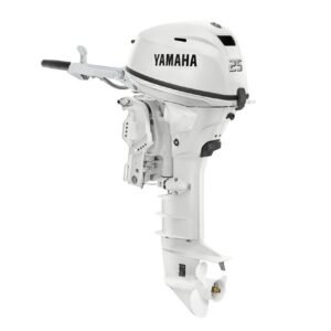 Yamaha 25hp Portable Outboard Motor 15″ Shaft Standard Rotation White F25SWTHC2